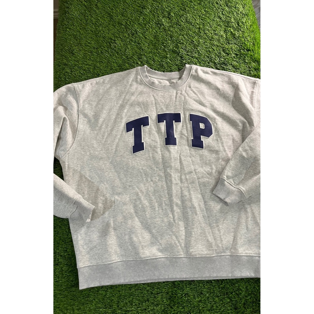 Stanley Stella Mens L Gray Crew Neck Fleece Pullover TTP Logo Graphic Sweatshirt